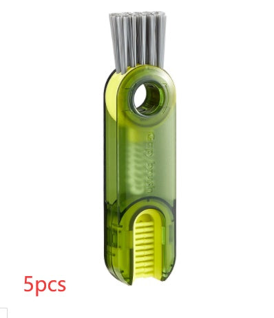 3 In 1 Tiny Bottle Cup Cover Brush Straw Cleaner Tools Multi-Functional Kitchen dealsniper-net Green 5PCS