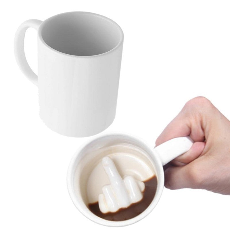 Creative Design White Middle Finger Mug Novelty Style Mixing Kitchen dealsniper-net