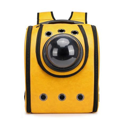 Leather pet carry backpack capsule Pets Gym From House yellow