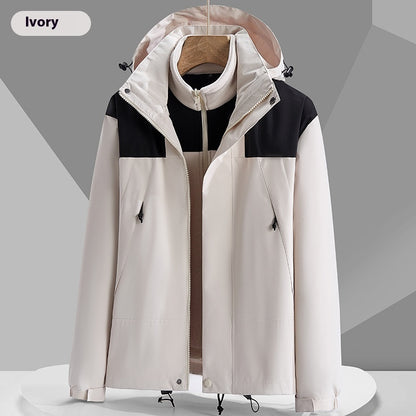 Hooded Windbreaker Unisex Fashion Color block Men DealSniper.net Three in one ivory white 2XL