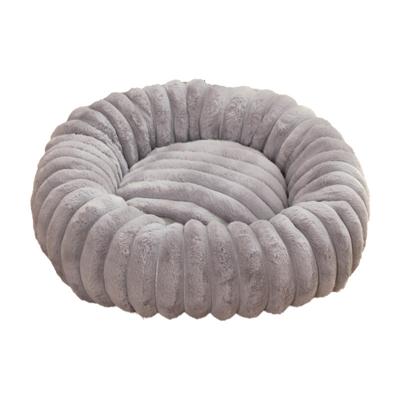 Pet Kennels Long Plush Round Cat Nest Winter Warm Dog Beds Pets Gym From House