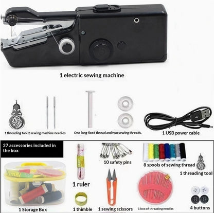 Handheld Mini Sewing Machine Set Hobby Gym From House Black with USB sewing box set