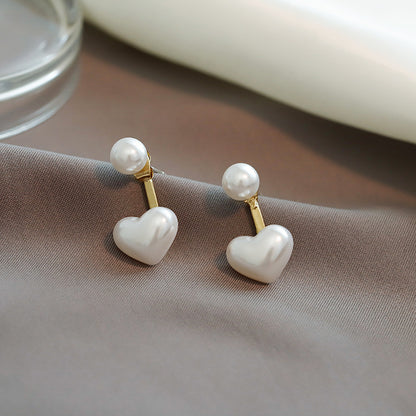 Simple Temperament Love Pearl Stud Earrings Deals DealSniper.net