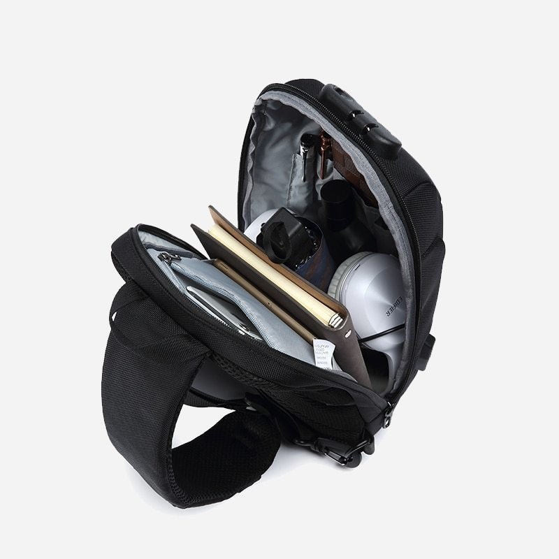 Multifunctional Shoulder Bag Anti-Theft Waterproof Chest Bag USB Men DealSniper.net