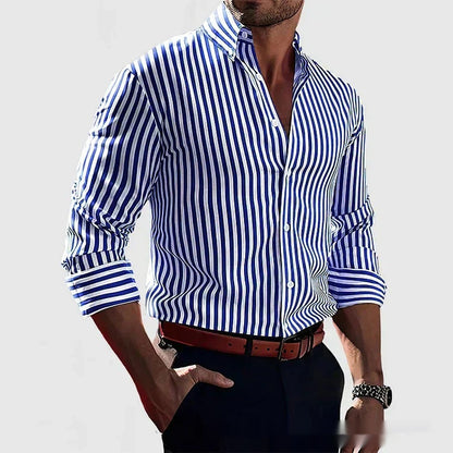 Ins Stripe Printed Long Sleeve Shirt Men Fashion Men Gym From House