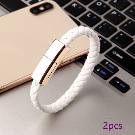 New Bracelet Charger USB Charging Cable Data Charging Electronics dealsniper-net White 2pcs Android interface 20cm