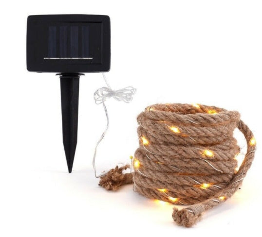 Solar Hemp Rope String Copper Wire LED Light Outdoor DealSniper.net Highlight 10meters 200lights