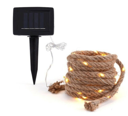 Solar Hemp Rope String Copper Wire LED Light Outdoor DealSniper.net Highlight 10meters 200lights