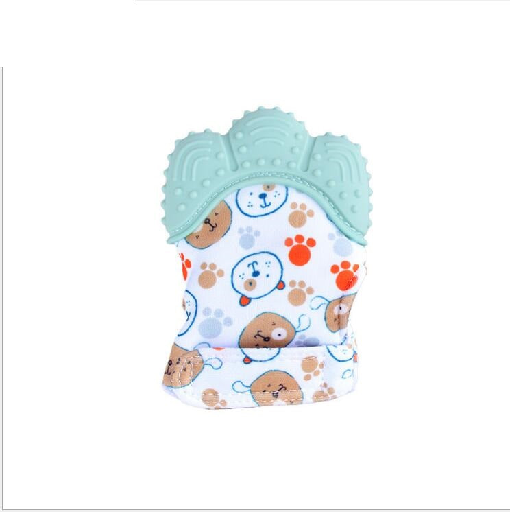 Baby teether baby anti-bite silicone molar gloves children's sound toys Kids DealSniper.net Light green 2 style Q1pcs