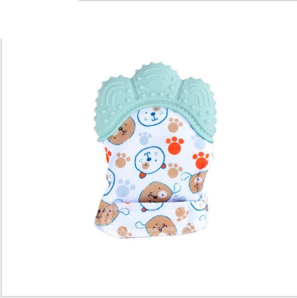 Baby teether baby anti-bite silicone molar gloves children's sound toys Kids DealSniper.net Light green 2 style Q1pcs