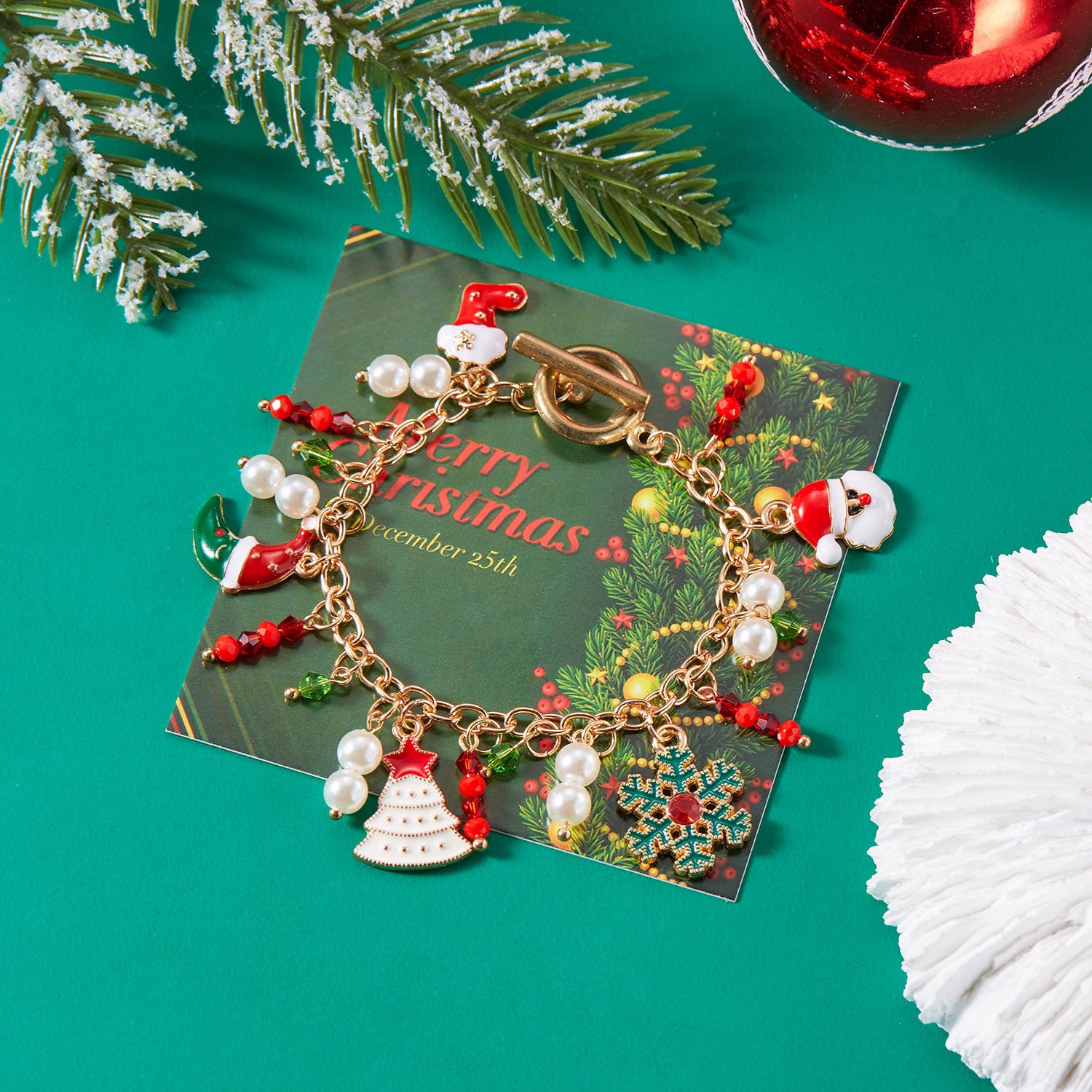 Personalized Christmas Bracelet Christmas Tree Santa Claus Jewelry Gym From House