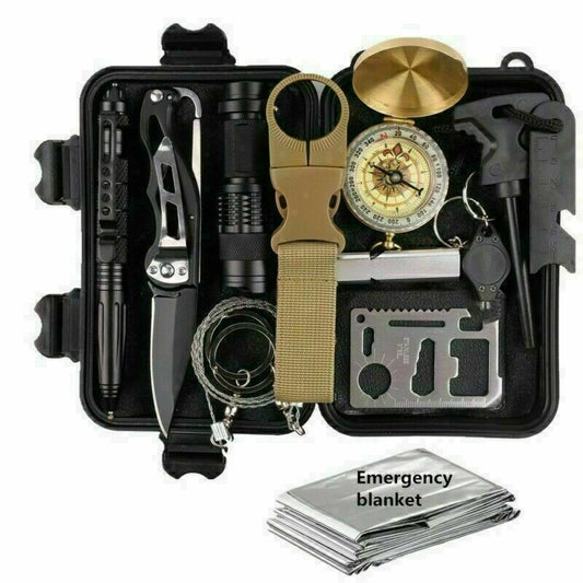 14-In-1 Outdoor Emergency Survival Kit Camping Hiking Tactical Gear Case Set Box Outdoor dealsniper-net default