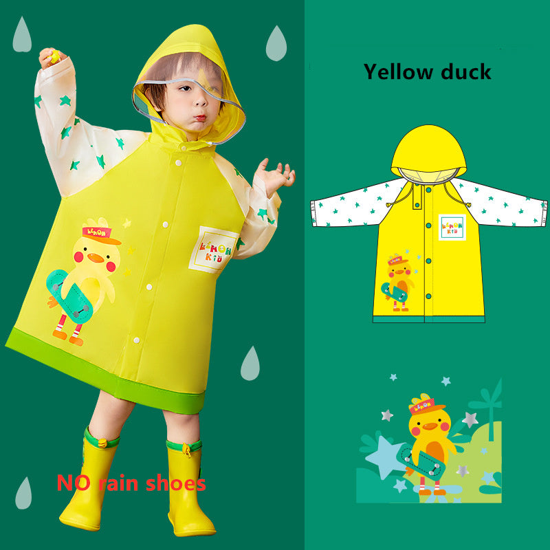 Kindergarten Schoolbag Cloak Big Eaves Cartoon Raincoat Kids dealsniper-net Green L