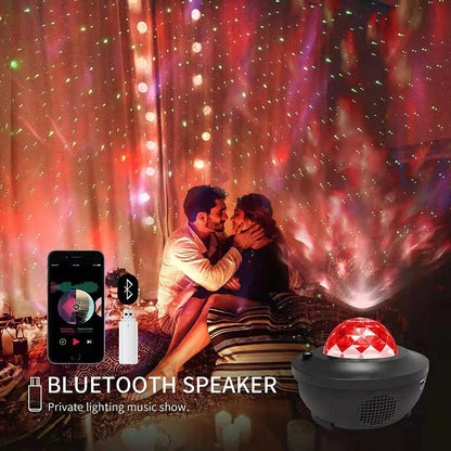 USB LED Star Night Light Music Starry Water Wave LED Projector Light Bluetooth Projector Sound-Activated Projector Light Decor Home dealsniper-net