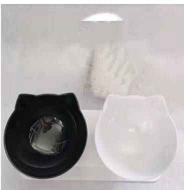 Cat Double Bowl Cat Food Bowl Protects Cervical Vertebra Pets Gym From House Black white