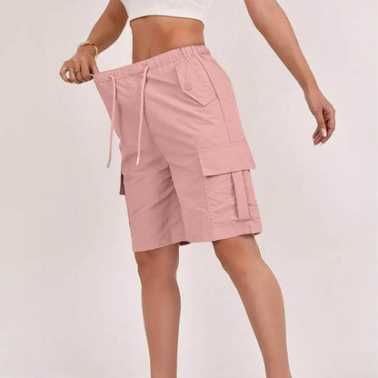 Summer New High-Waisted Cargo Shorts For Women Loose Casual Women Gym From House Pink 2XL
