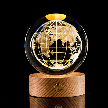 Luminous Galaxy Crystal Ball Decoration 3D Laser Inner Carving Home Decor DealSniper.net Earth 6cm6cm color light connection