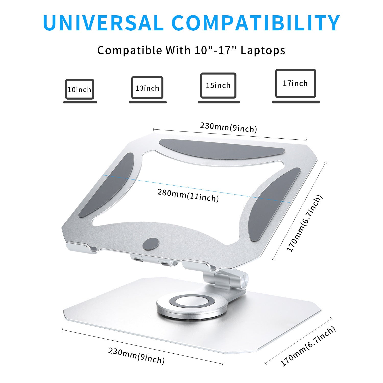 360 Degree Rotating Desktop Laptop Stand Electronics Gym From House Silver