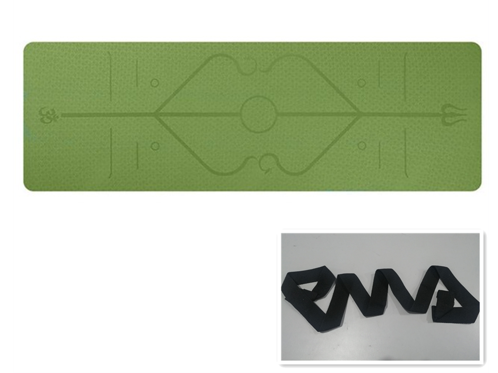 Non Slip TPE Yoga Mat Position Line Beginner Sports DealSniper.net Bamboo cyan set
