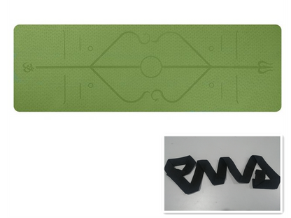 Non Slip TPE Yoga Mat Position Line Beginner Sports DealSniper.net Bamboo cyan set