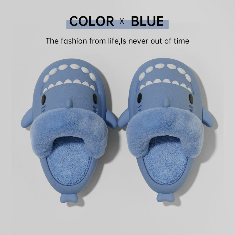 Winter Shark Slippers Detachable Warm Fuzzy Slippers Bedroom House Shoes Women Women dealsniper-net Haze blue 36to37