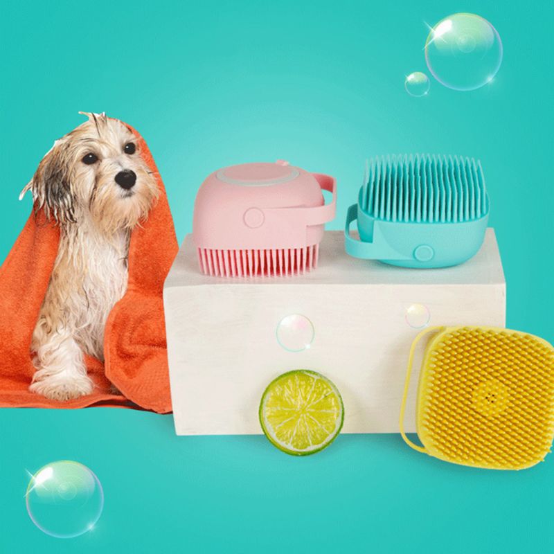Soft Silicone Bristles Cat Dog Bath Brush Comb Scrubber Shampoo Pets Gym From House