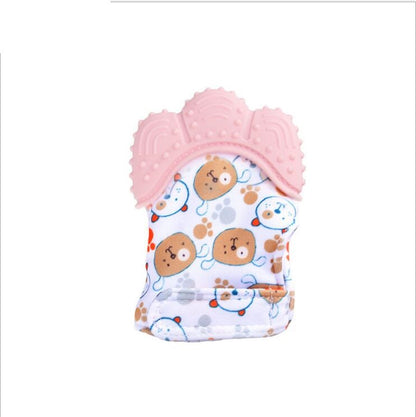 Baby teether baby anti-bite silicone molar gloves children's sound toys Kids DealSniper.net Pink 2 style Q1pcs