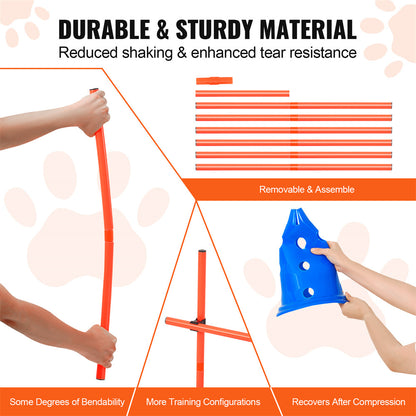 VEVOR Dog Agility Hurdle Cone Set Rods With Bag