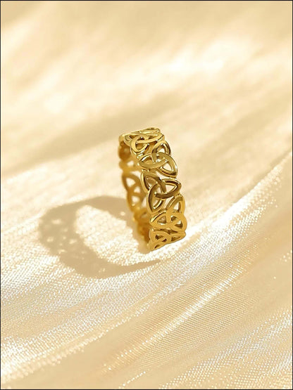 1 Piece Celtic Knot Stainless Steel Open Ring Retro Hollow Woven Band Jewelry Gym From House