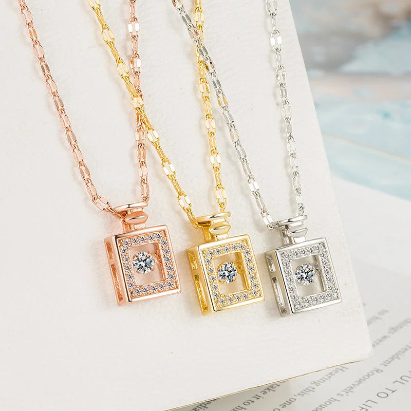 Valentines Day Gift Perfume Bottle Pendant Titanium Steel Necklace Jewelry Gym From House
