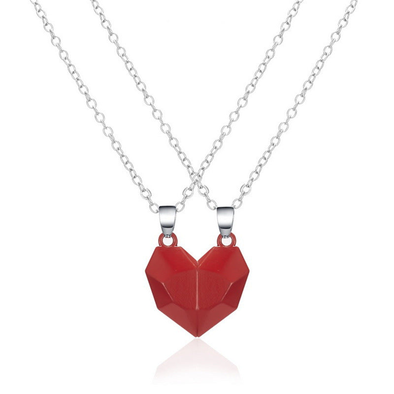 Creative Magnet Necklace Love Heart Broken Jewelry Gym From House Red