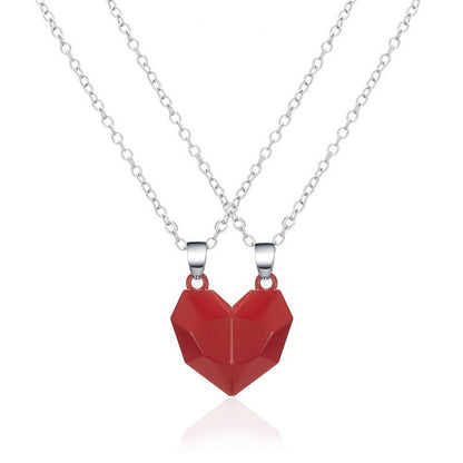 Creative Magnet Necklace Love Heart Broken Jewelry Gym From House Red