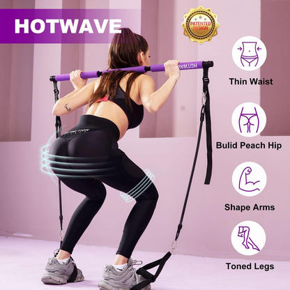 Pilates Bar Kit With Resistance Bands. Fitness Bar With Ab Roller For Abs Workout. Squat Machine.Core Strength Training Equipment.Portable Home Gym For Men And Women Sports DealSniper.net