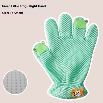 Pet Bath Cat Petting Gloves Double-sided Floating Hair Comb Pets Gym From House Green Little Frog Right Hand