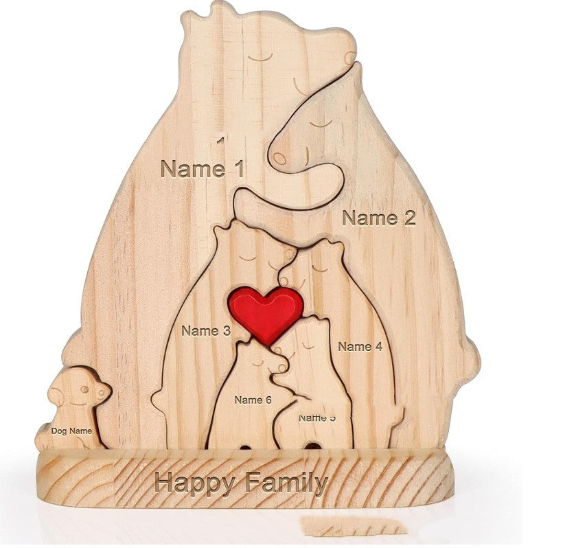 Wooden Hug Bear Pet Family Puzzle Set Hobby Gym From House 6 pets