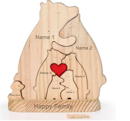 Wooden Hug Bear Pet Family Puzzle Set Hobby Gym From House 6 pets