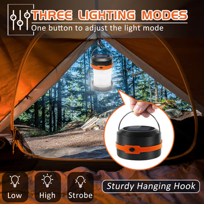 Collapsible LED Solar Camping Lights With Free Whistle