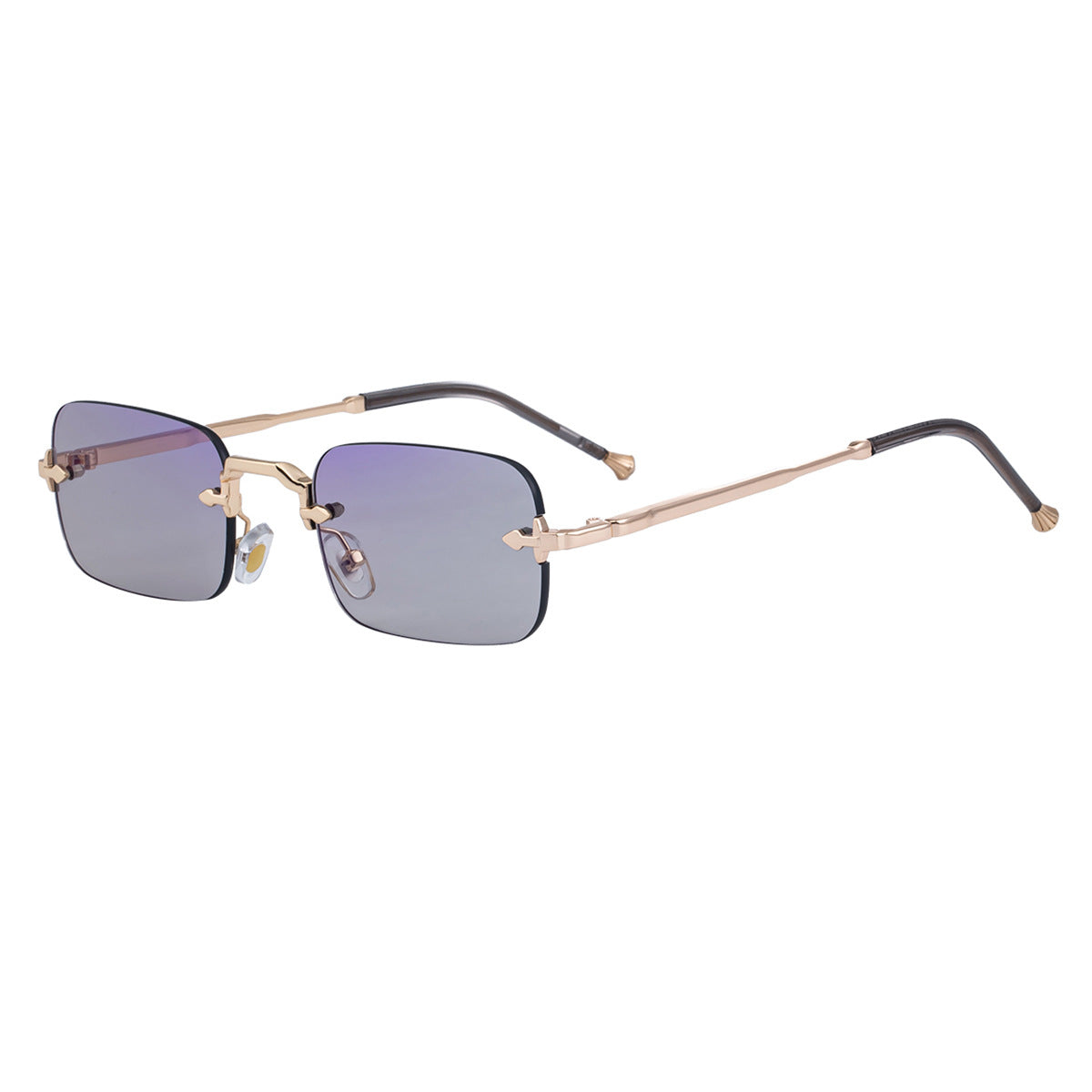 New Style Frameless Metal Temple Sunglasses For Men And Women Men Gym From House C6 gold light gray outer blue
