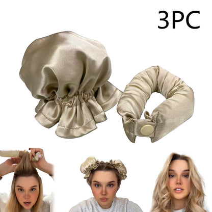 New Heatless Curl Stick With Cloth Cover Cute Ball Head Women dealsniper-net Beige 3PC