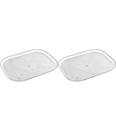 Transparent Condiment Square Rotatable Refrigerator Turntable Kitchen DealSniper.net Transparent Color Large Size 2PCS