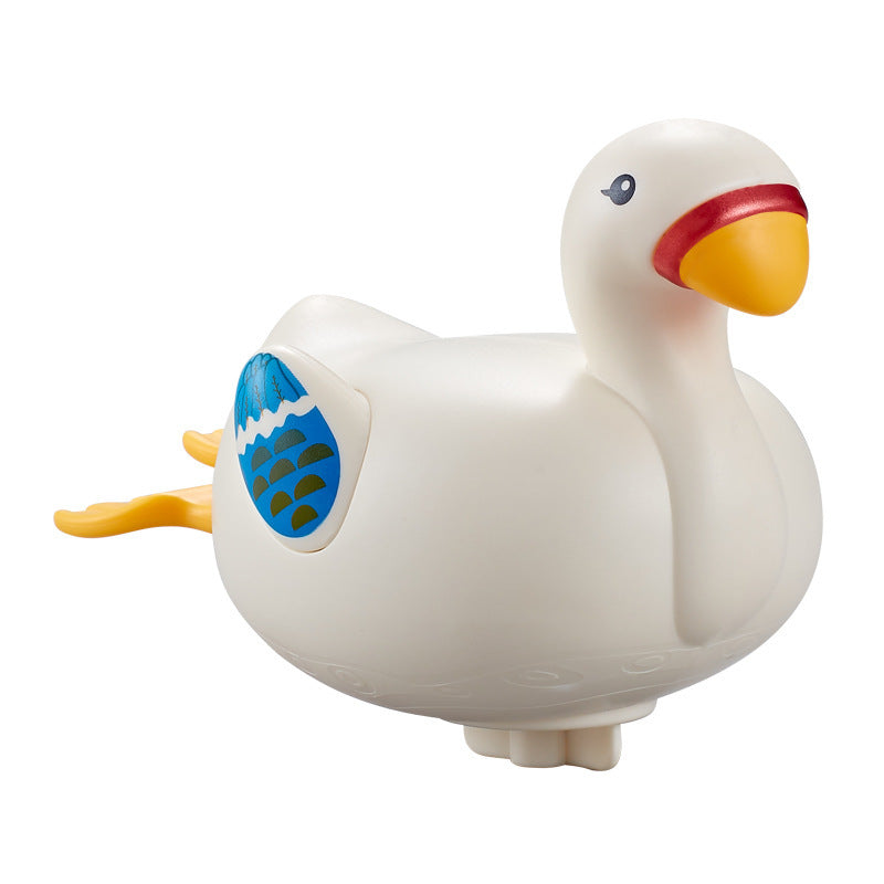 Baby Bath Toys Cute Cartoon Goose Dolphin Swimming Wind-up Kids DealSniper.net White