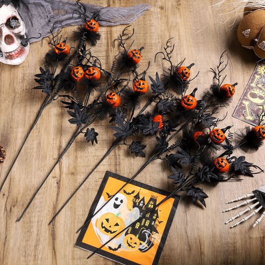 Halloween Decorations Black Horror Pumpkin Twig Cutting Bouquet Holidays Gym From House