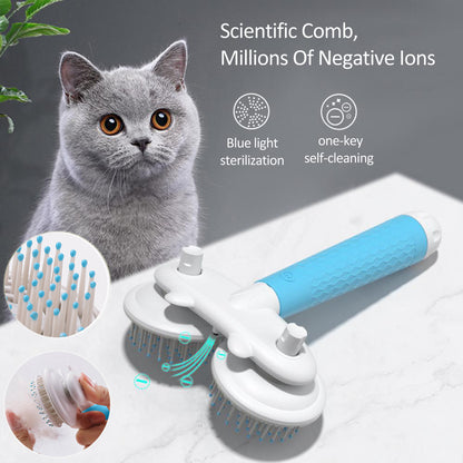 Pet Cat Brush Dog Slicker Brush Double-headed Negative Ion One-button Self Cleaning Dog Cat Hair Removal Pets Products Pets dealsniper-net