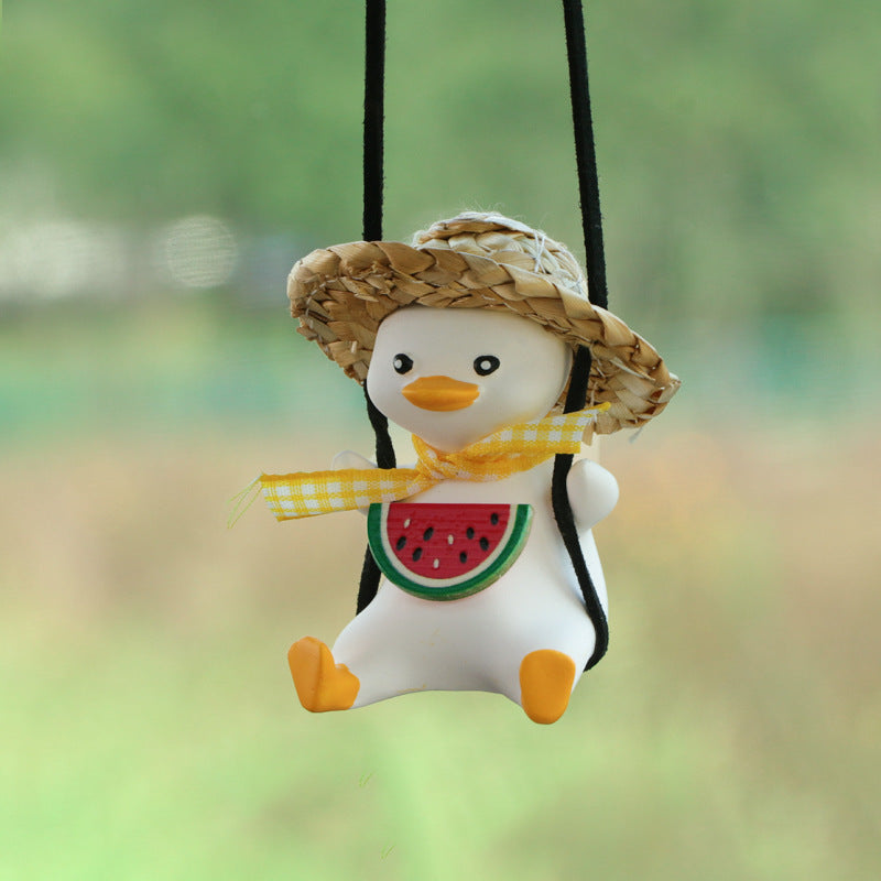 Car Pendant Cute Anime Little Duck Swing Auto Rearview Mirror Vehicle dealsniper-net Watermelon yellow duck