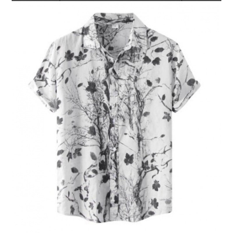 Cross-Border Men's Floral Short-Sleeved Shirts Young Men's Men DealSniper.net 3 2XL