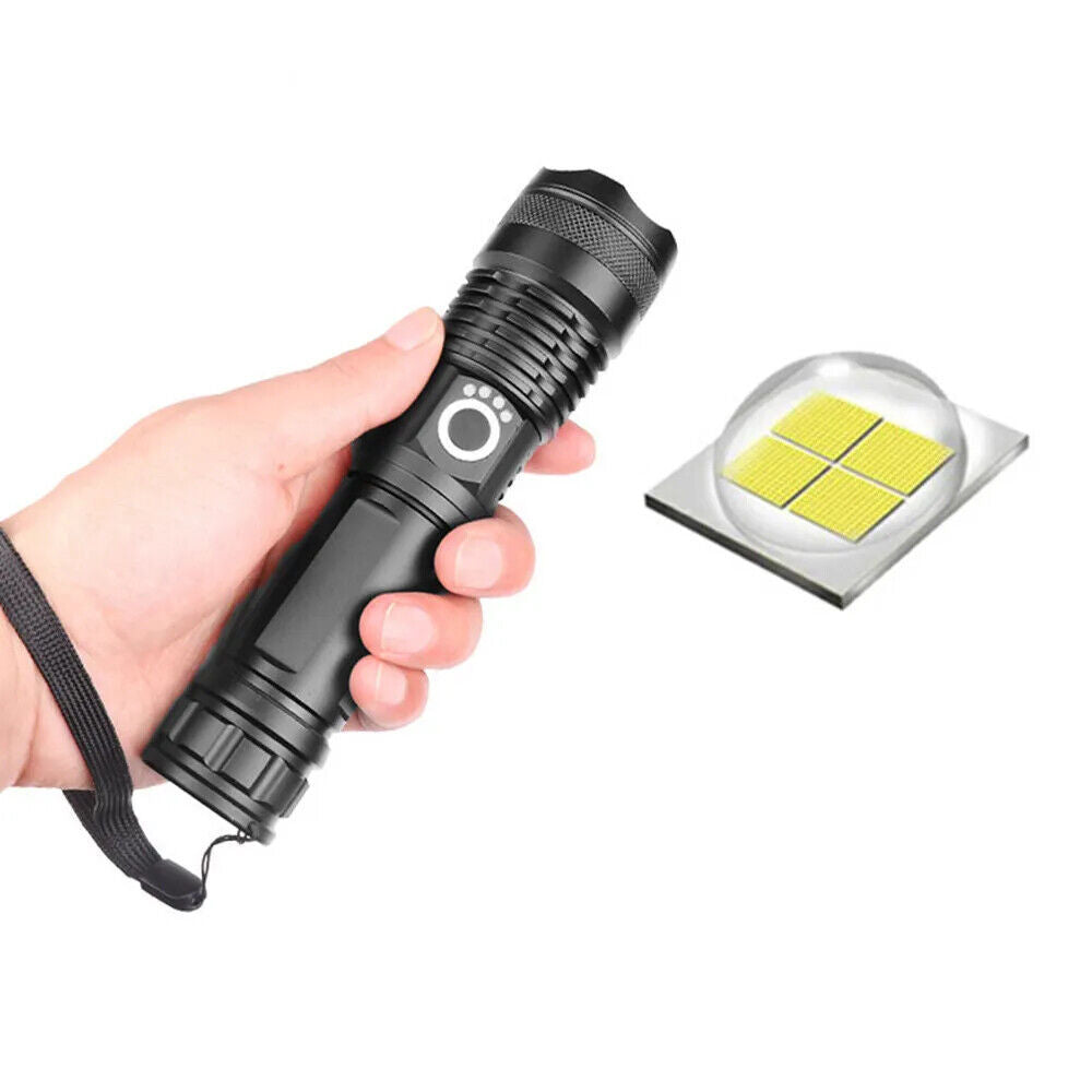 High Power 12000000 Lumen Ultra Bright Aluminum Flashlight LED Rechargeable UK