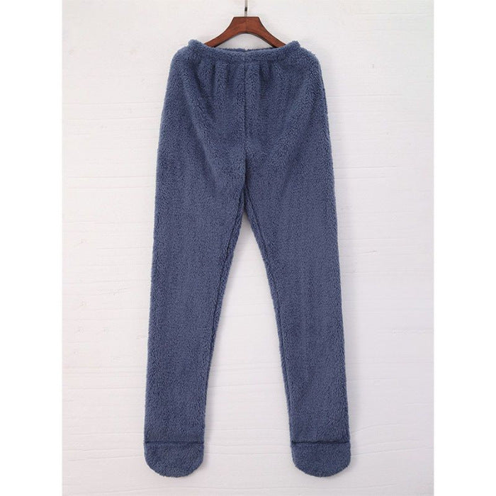 Women Coral Fleece Socks Leggings Winter Warm Sleepwear Women DealSniper.net Blue 2XL