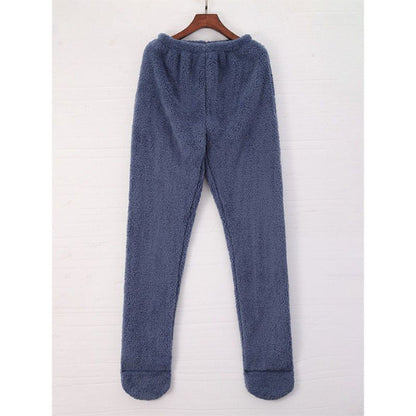 Women Coral Fleece Socks Leggings Winter Warm Sleepwear Women DealSniper.net Blue 2XL