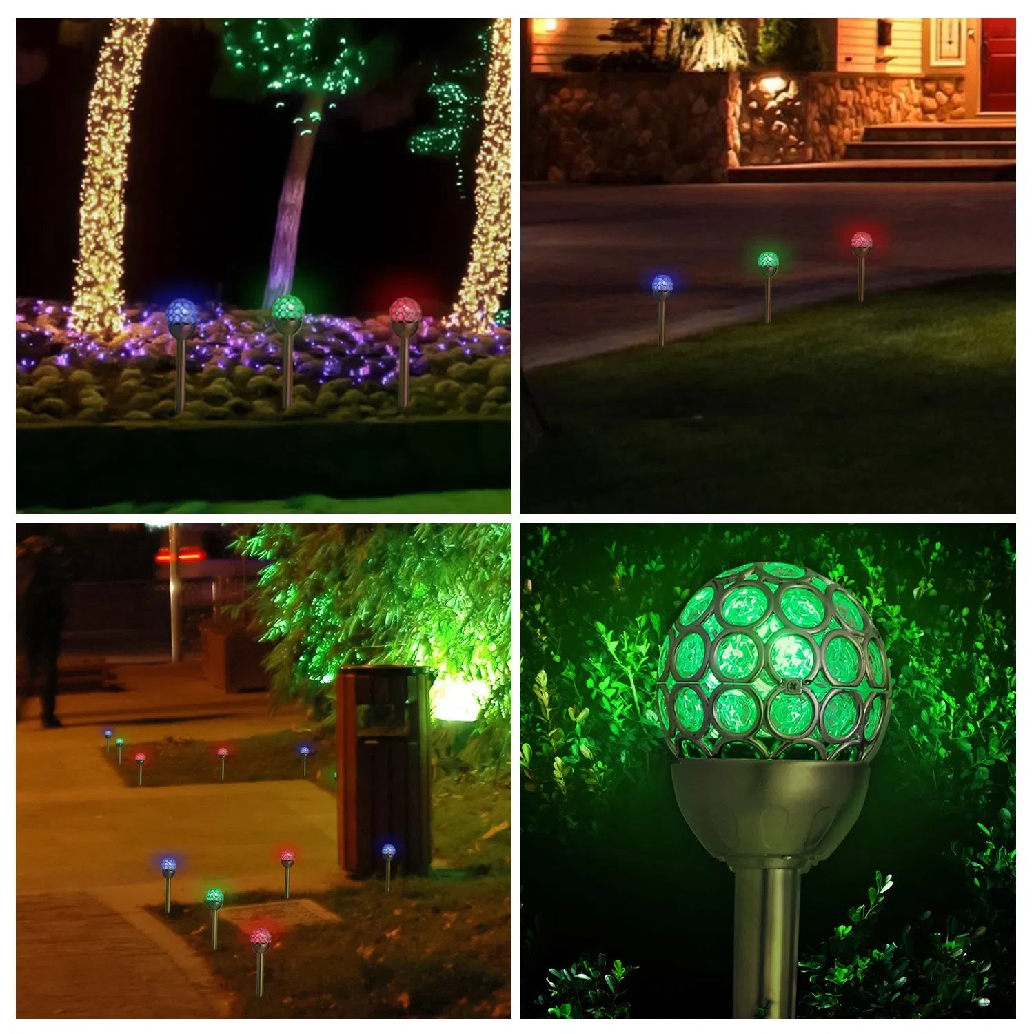 3 Pcs Outdoor Solar Lights IP44 Waterproof Ball RGB Light Outdoor Gym From House