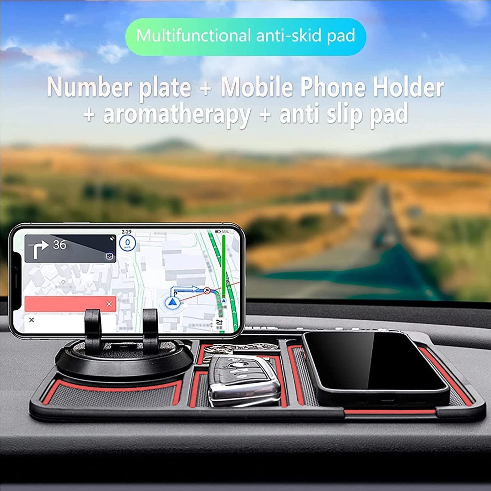 Non-Slip Car Phone Pad For 4-in-1 Car Parking Number Card Anti-Slip Mat Auto Phone Holder Sticky Anti Slide Dash Phone Mount Gadgets dealsniper-net